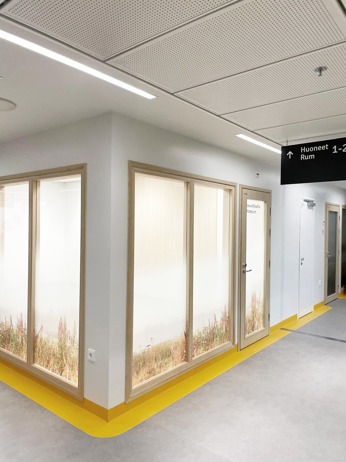 Laitosovi sairaalaympäristössä lasiovi