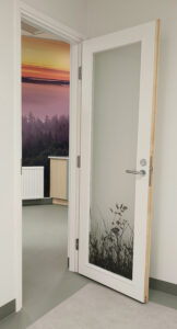 Laitosovi sairaalaympäristössä lasiovi